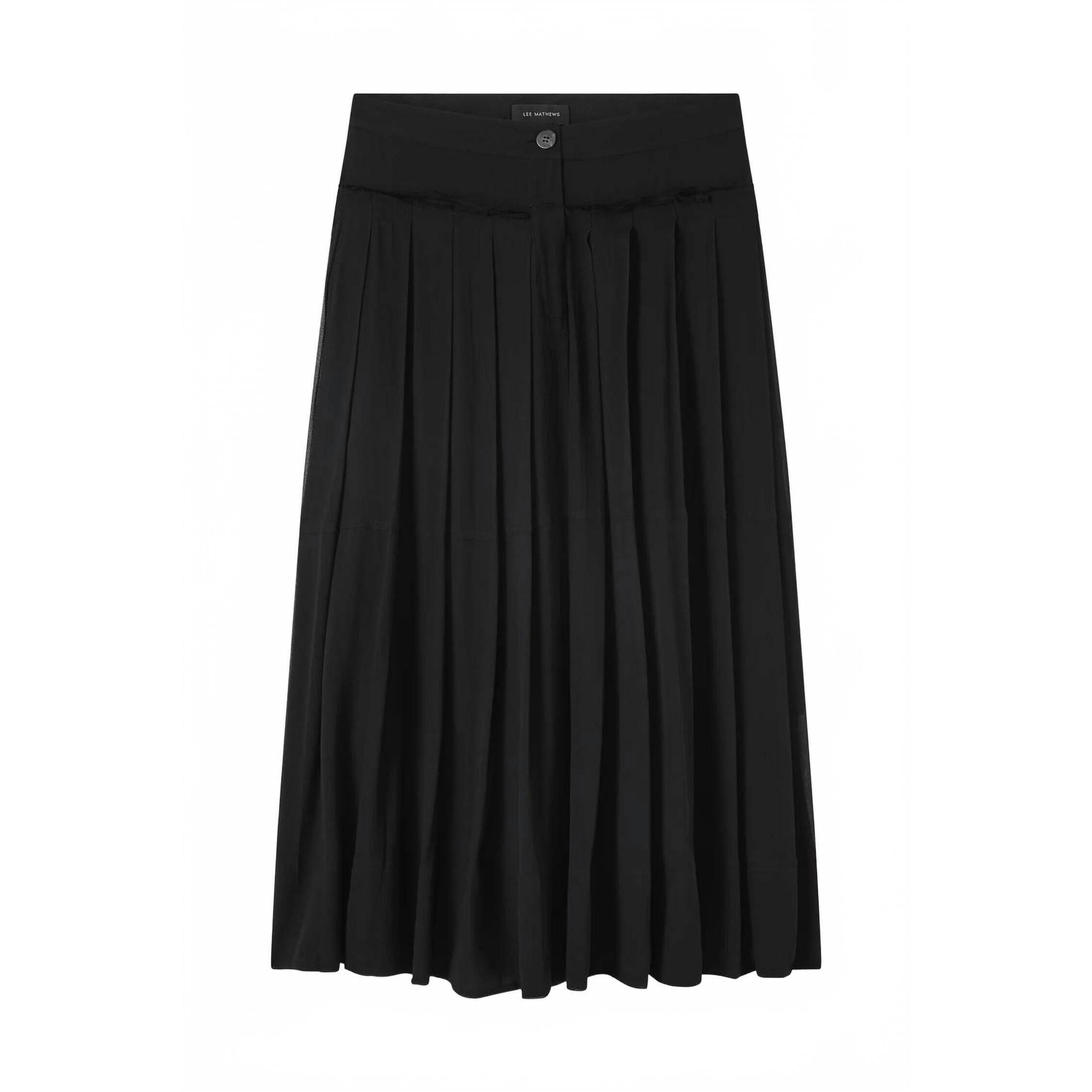 New Lee Mathews Sofia Pleated Midi Skirt In Black — image 4 of 4
